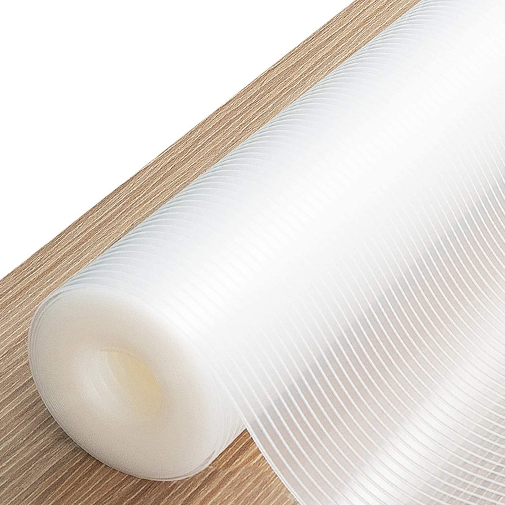 Drawer and Shelf Liner, 12IN X 10FT Non Slip Non Adhesive Cabinet Liner for Kitchen and Desk - Clear Ribbed